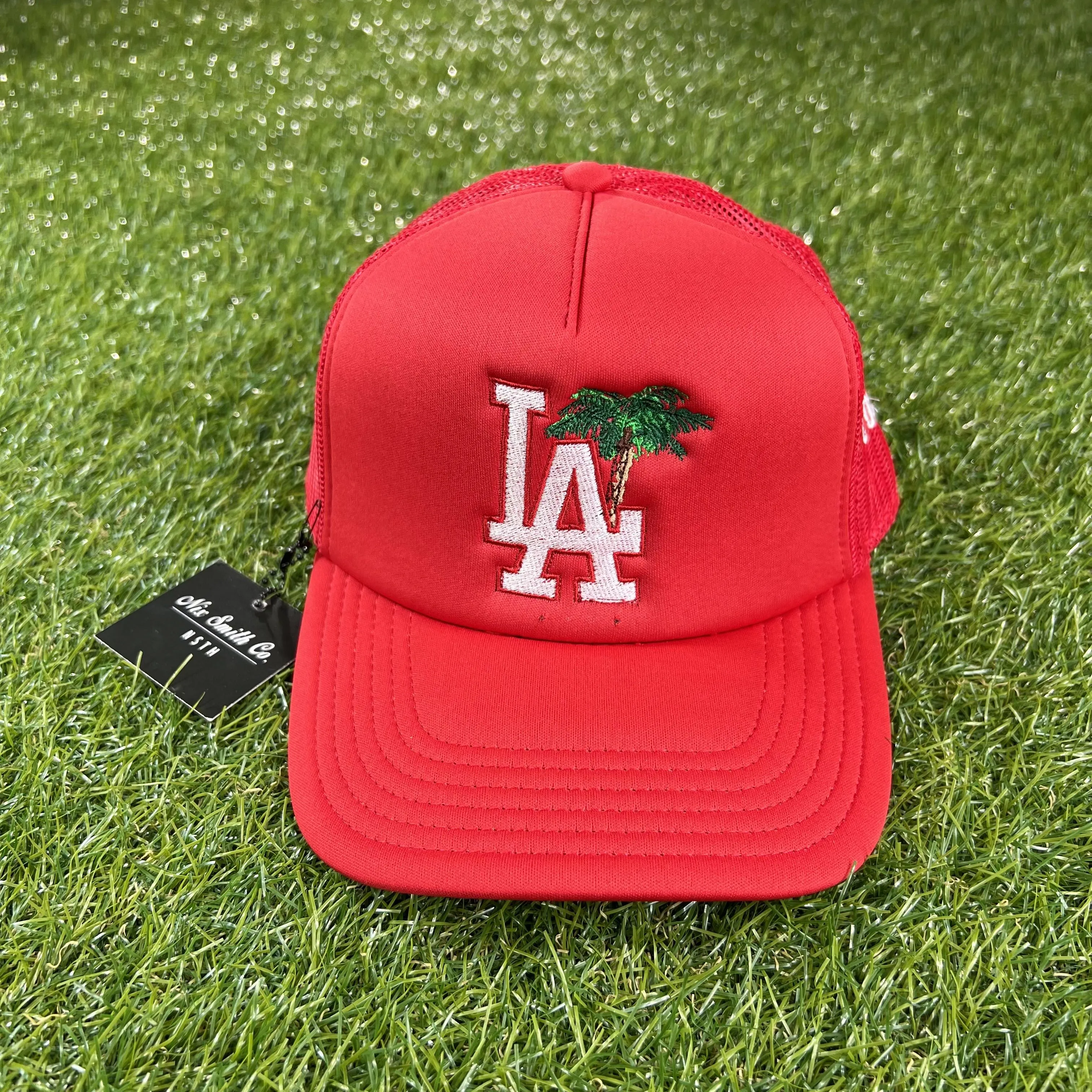 LA Palm Mesh Trucker Hat (Red/Wte)