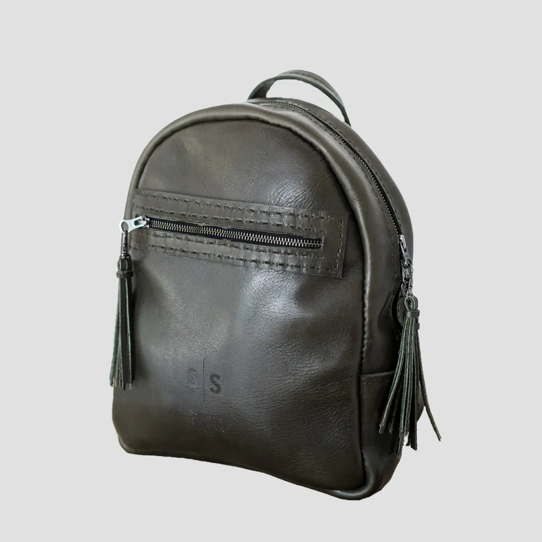 La Petite Leather Ladies Backpack Olive Green