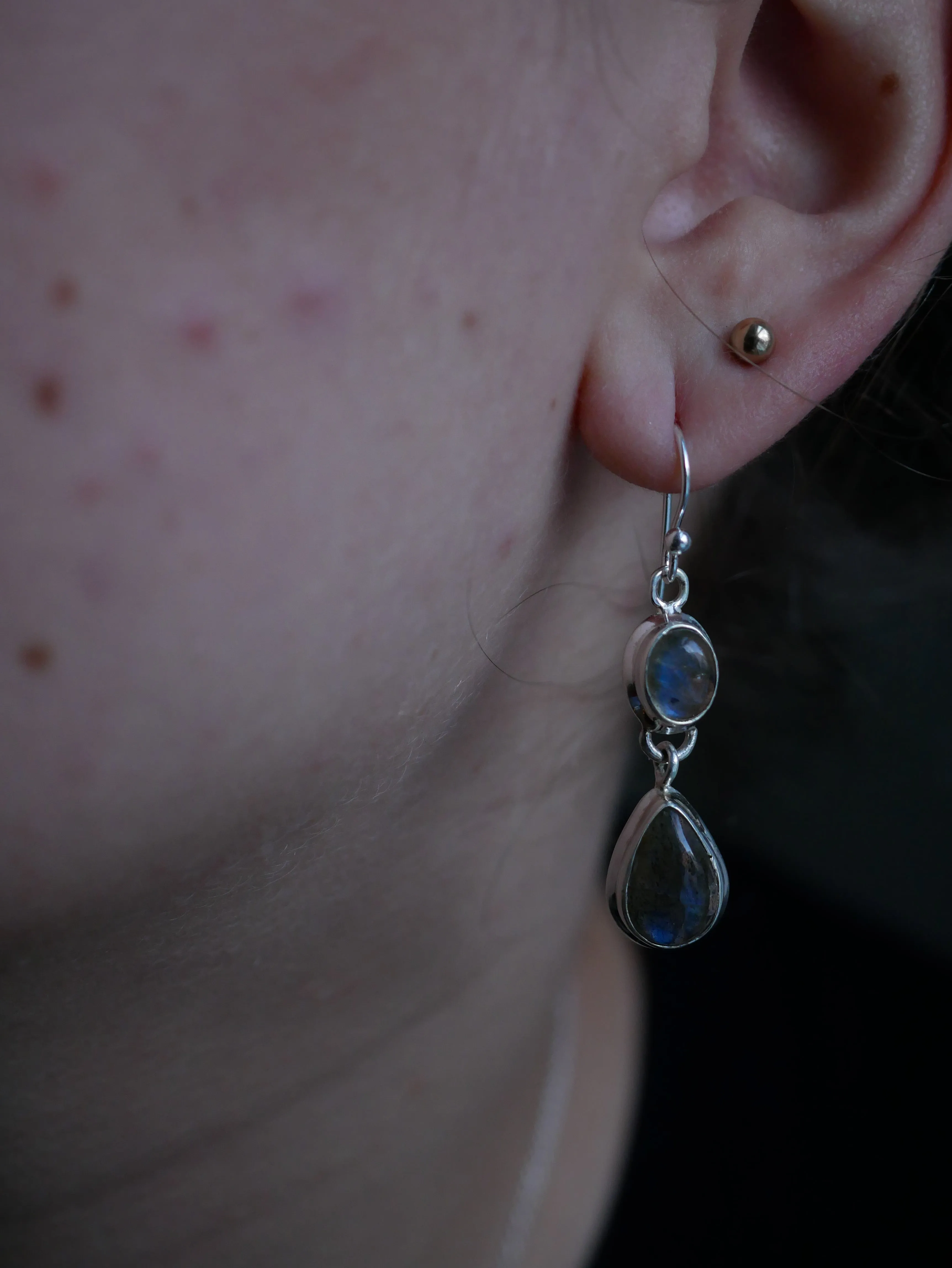 Labradorite Akoni Earrings - Double Drop