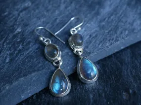 Labradorite Akoni Earrings - Double Drop