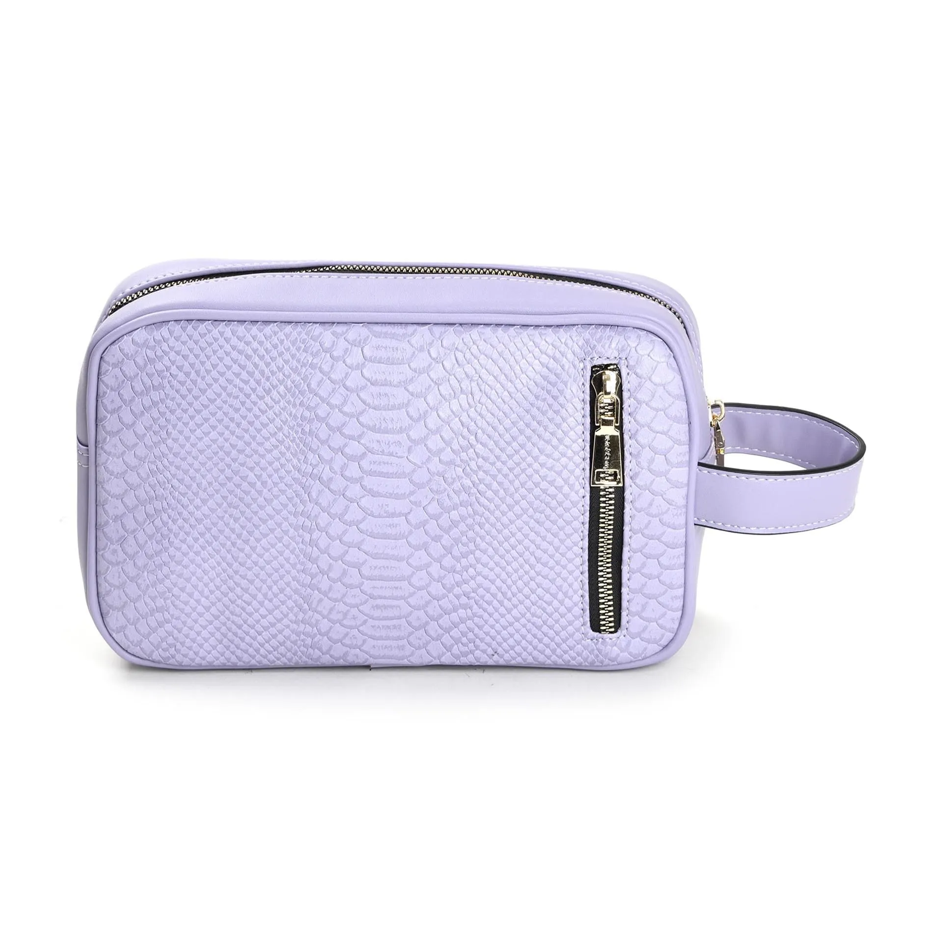 Lavender Apollo 1 Faux Snakeskin Toiletry Bag