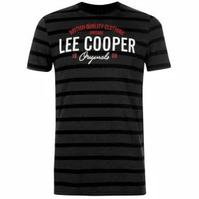 Lee Cooper Stripe Logo T Shirt Mens Gents Crew Neck Tee Top Short Sleeve Cotton