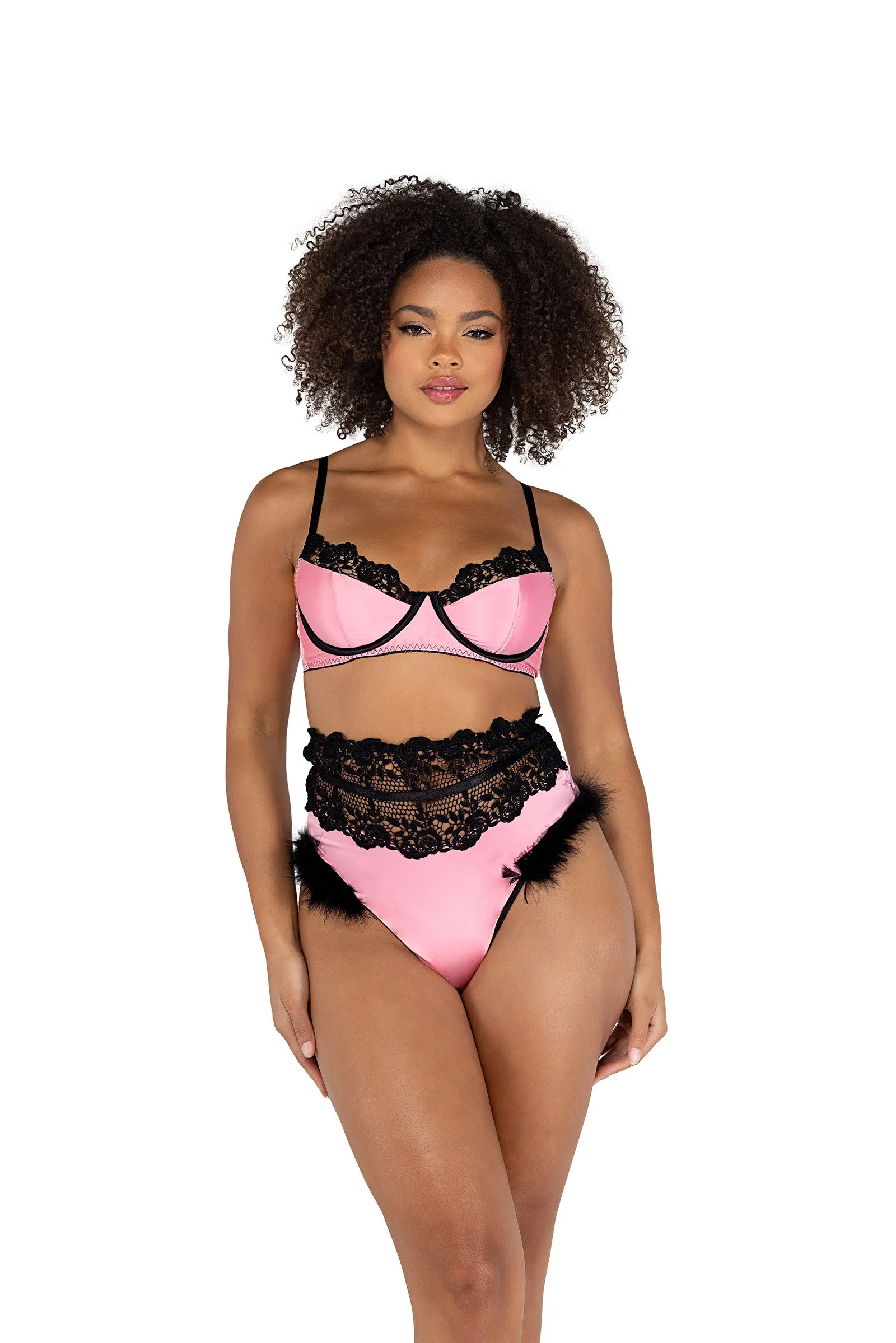 LI481 - 2PC Embroidery & Satin Bralette Set