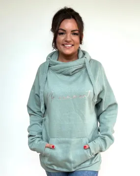 Luxury Cowl Neck No Comment Hoodie - Sage