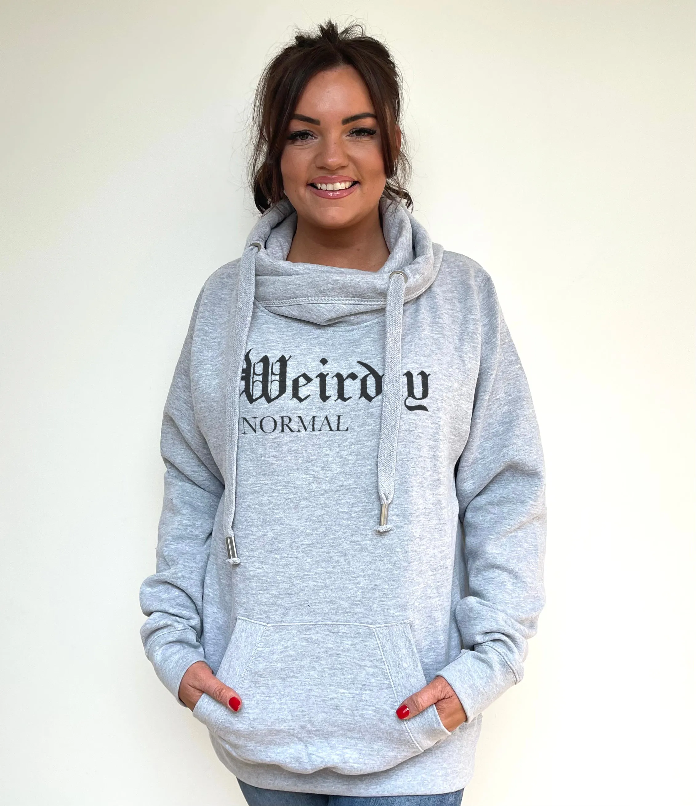 Luxury Cowl Neck Weirdly Normal Hoodie - Grey