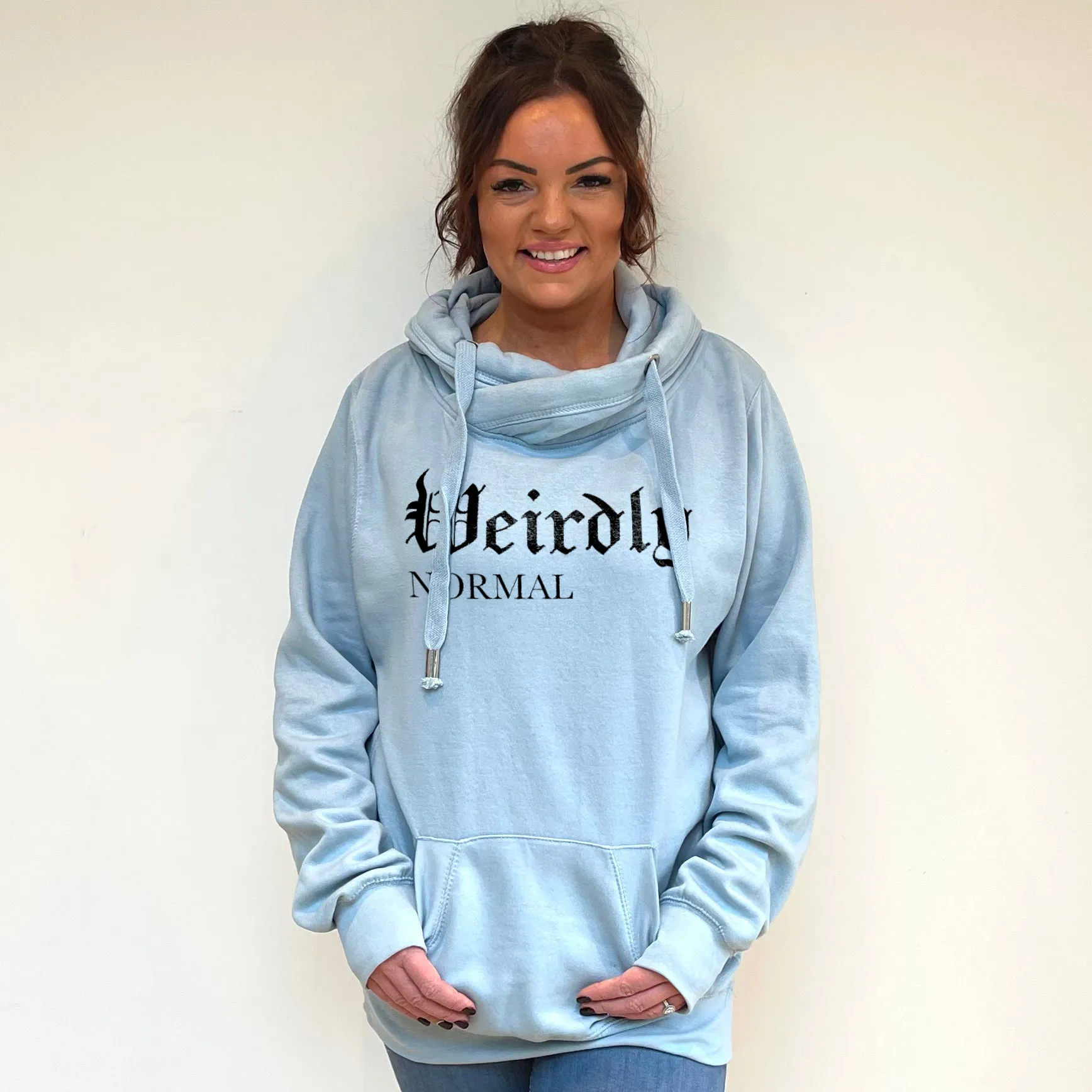 Luxury Cowl Neck Weirdly Normal Hoodie - Sky