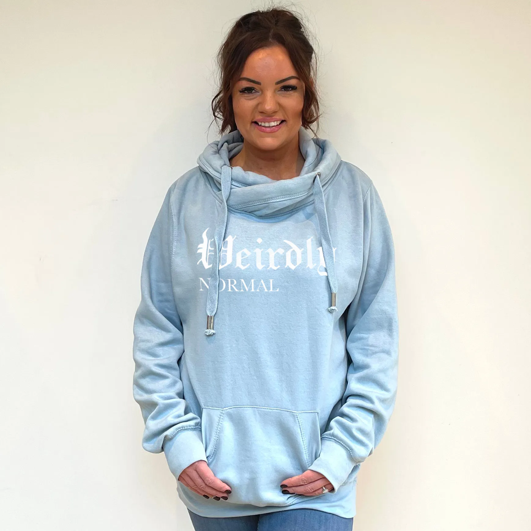 Luxury Cowl Neck Weirdly Normal Hoodie - Sky