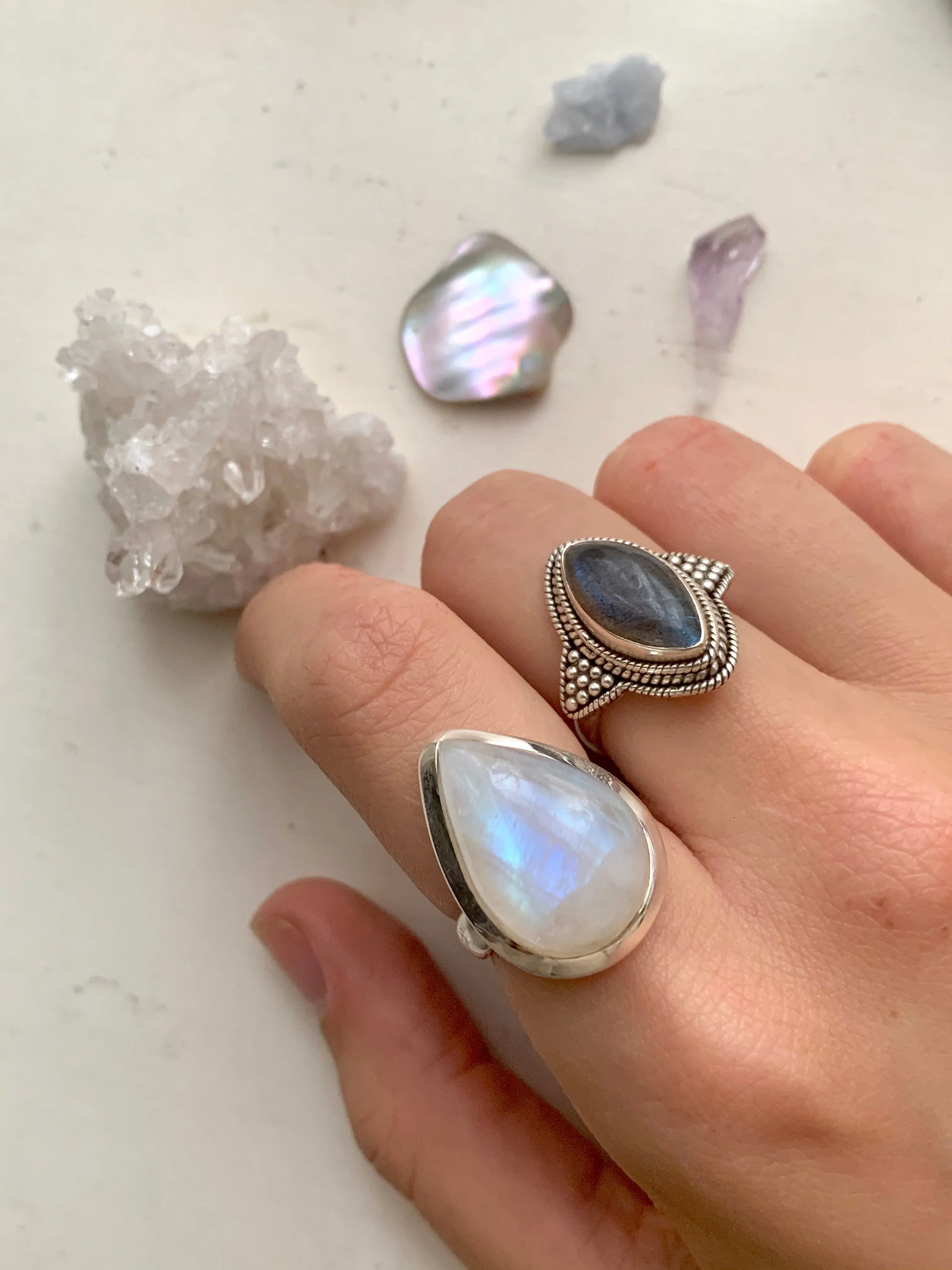 Moonstone Akoni Ring - Large Drop