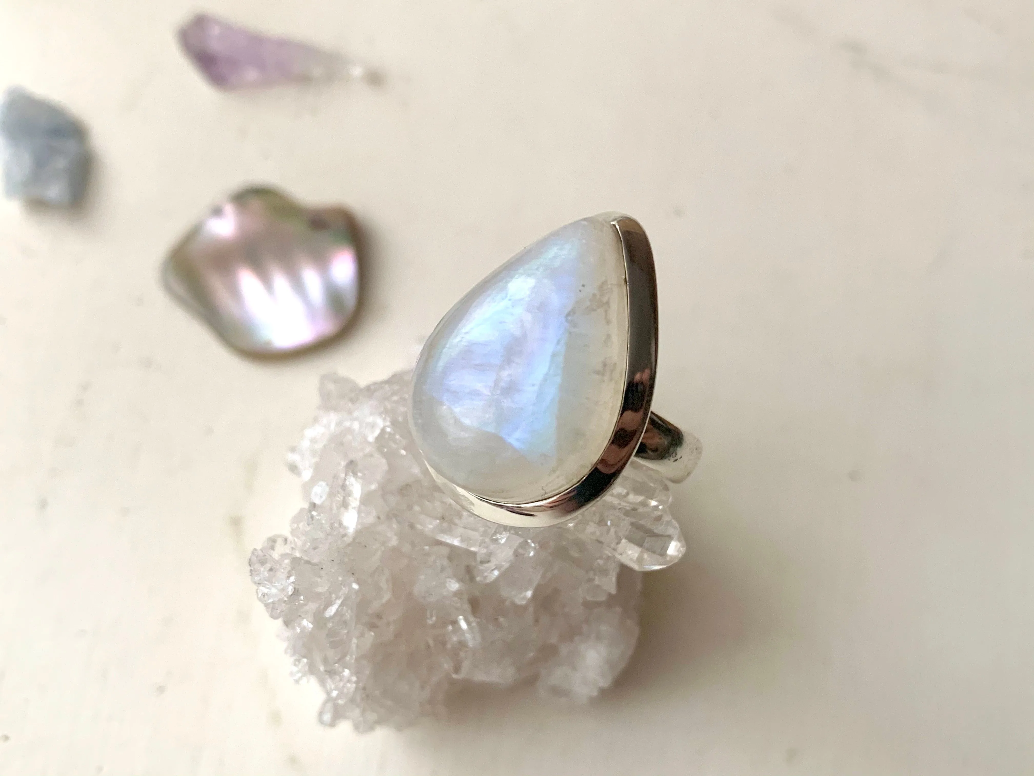 Moonstone Akoni Ring - Large Drop