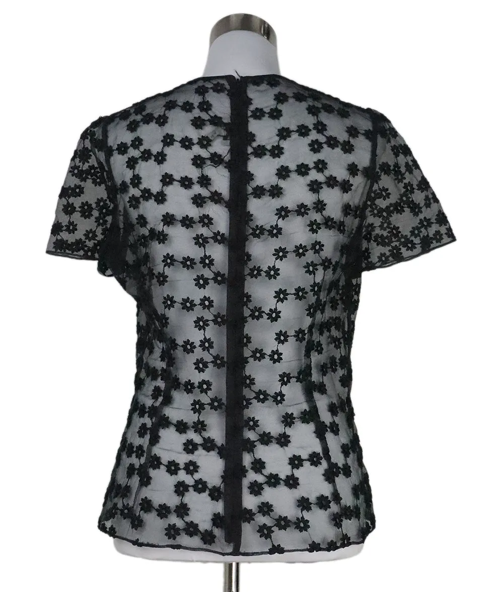 Morgan Le Fay Black Floral Embroidered Top sz 6