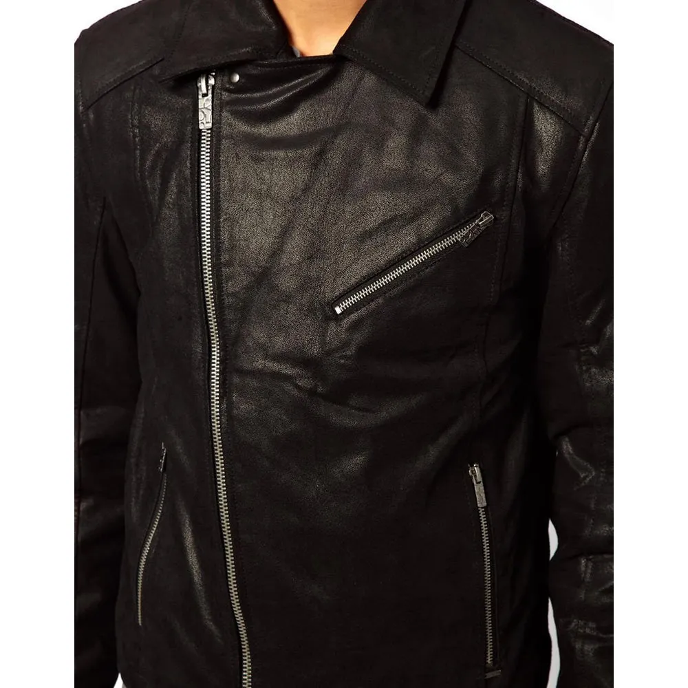 Plain black biker style jacket