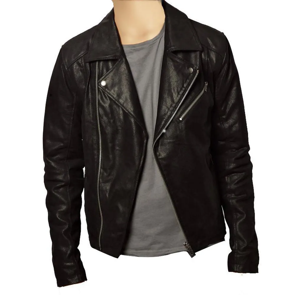 Plain black biker style jacket