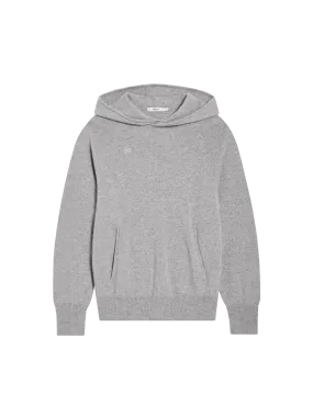 Recycled Cashmere Hoodie—pale grey melange