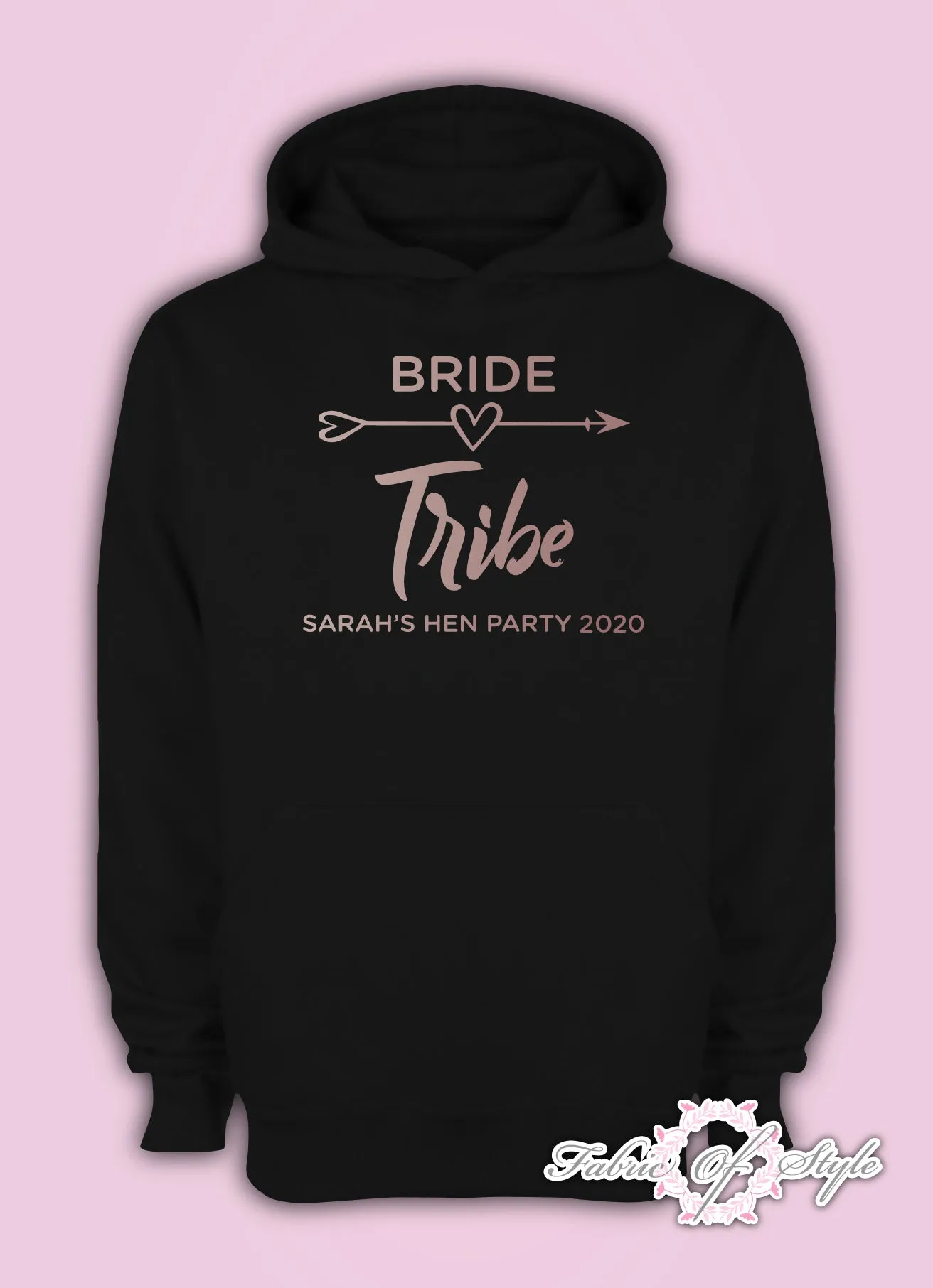 Rose Gold Personalised Hen Do Party Bride Tribe  Ladies Female Hoodie