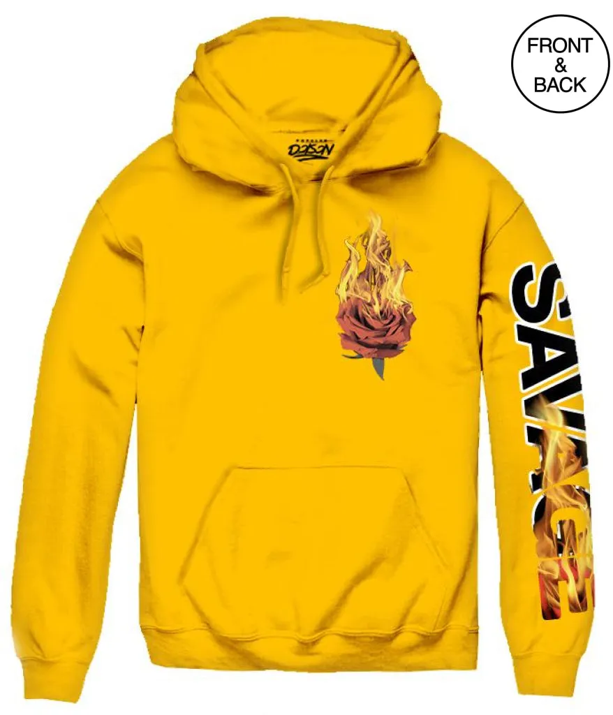 SAVAGE FLAMING ROSE HOODIE