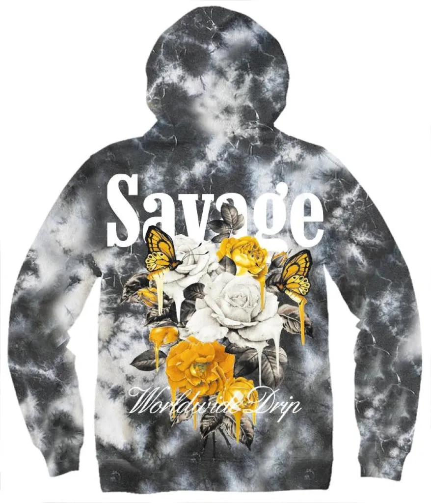 SAVAGE ROSE TIE DYE HOODIE