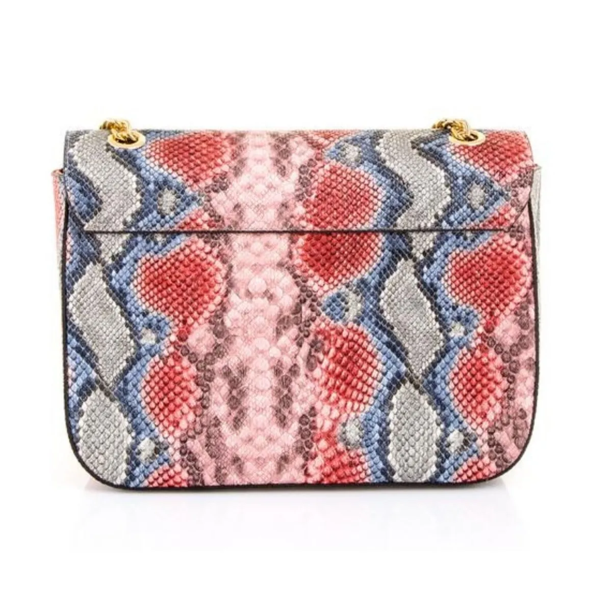 Snake Skin Printed Shoulder Bag in Red