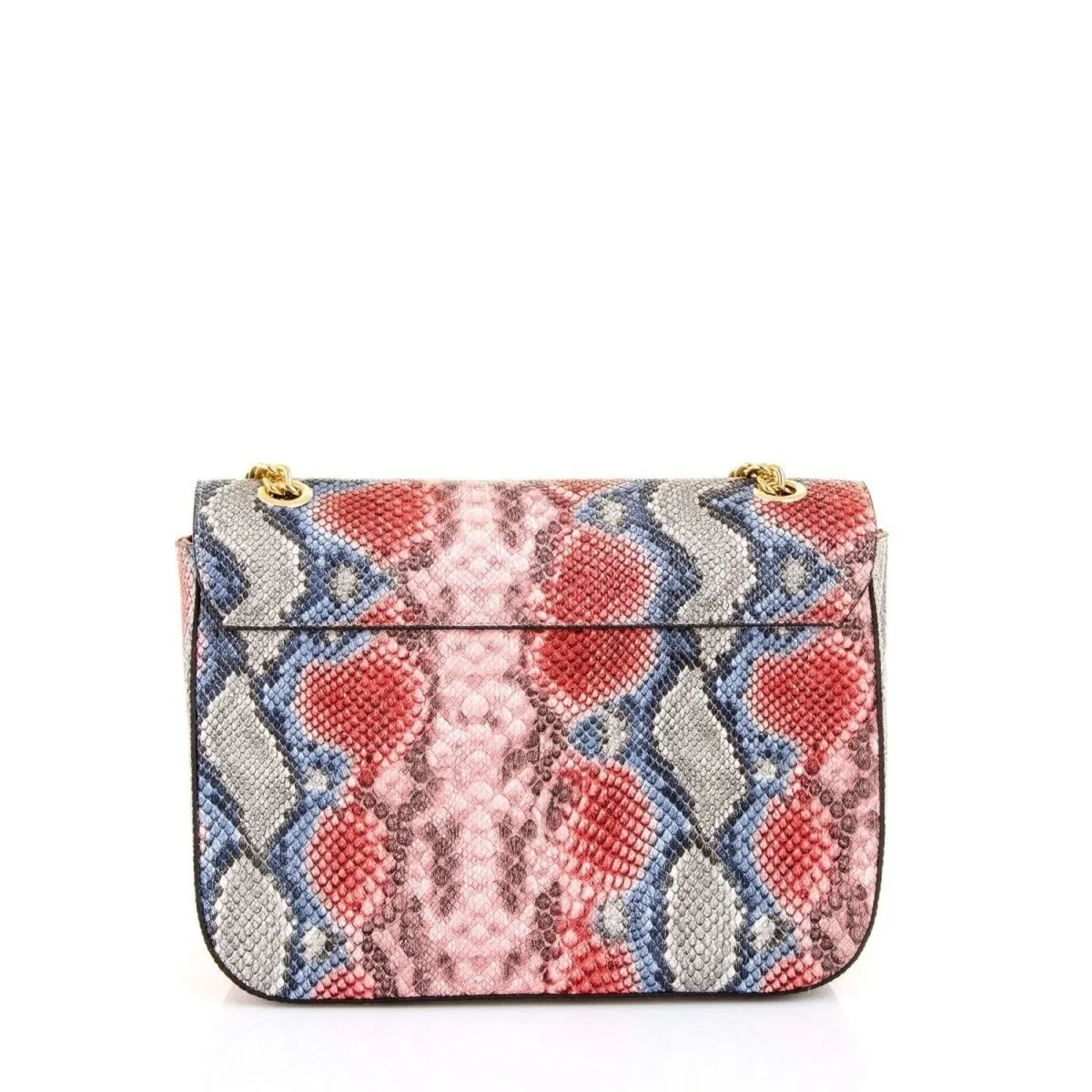 Snake Skin Printed Shoulder Bag in Red