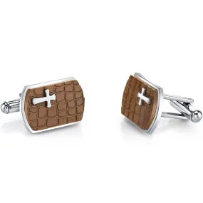 Stainless Steel Copper Cobblestone Cufflinks