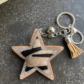 Star Keychain - Tan Zebra