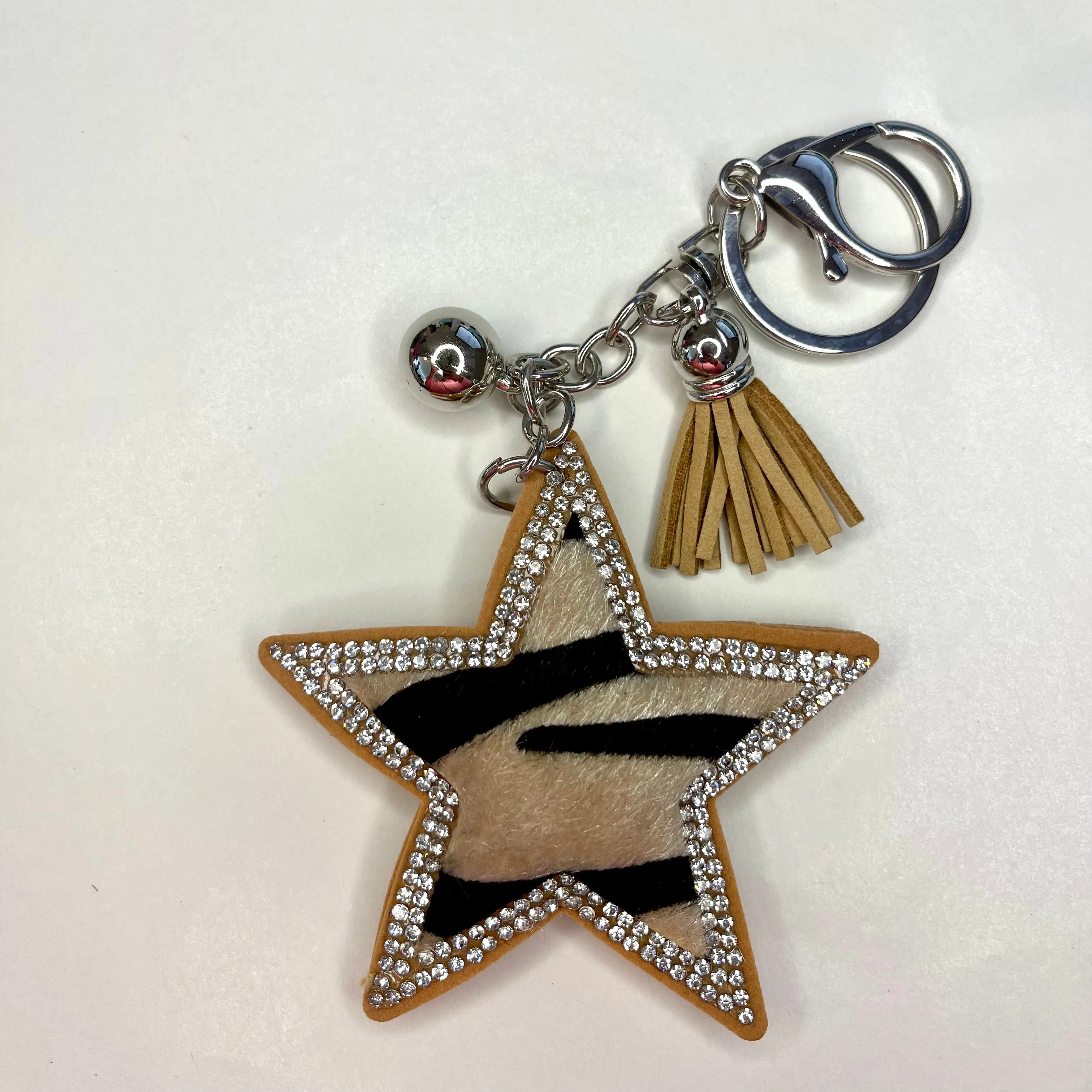 Star Keychain - Tan Zebra