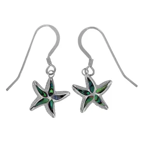 Sterling Silver Abalone Shell Starfish Dangle Earrings