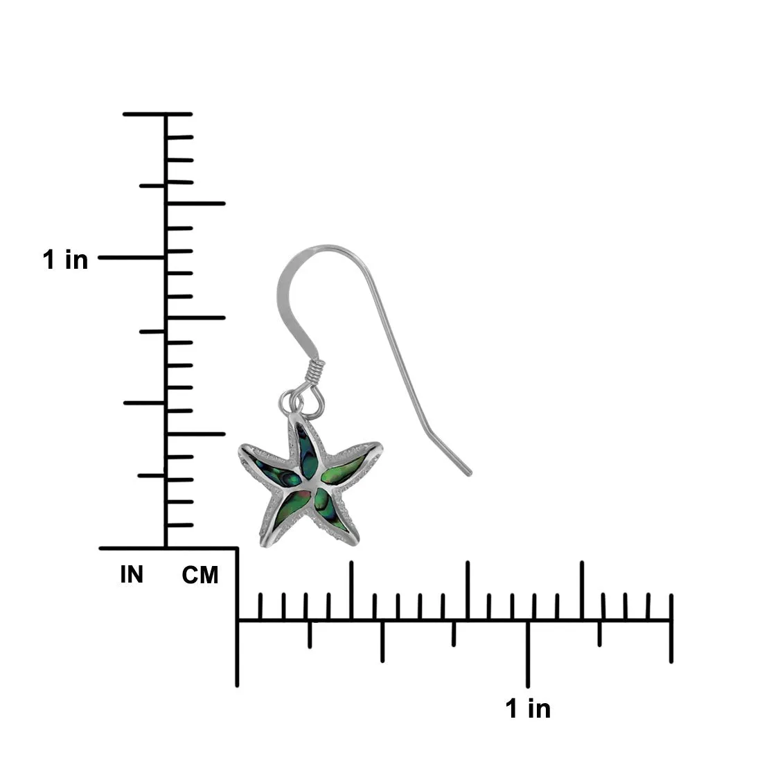 Sterling Silver Abalone Shell Starfish Dangle Earrings