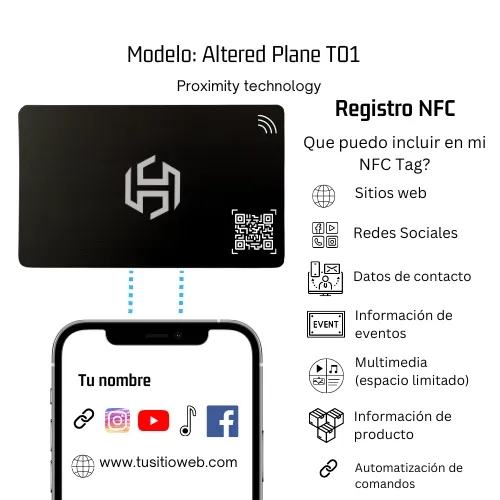 Tarjeta de (Presentación) NFC Negro Mate - Altered Plane