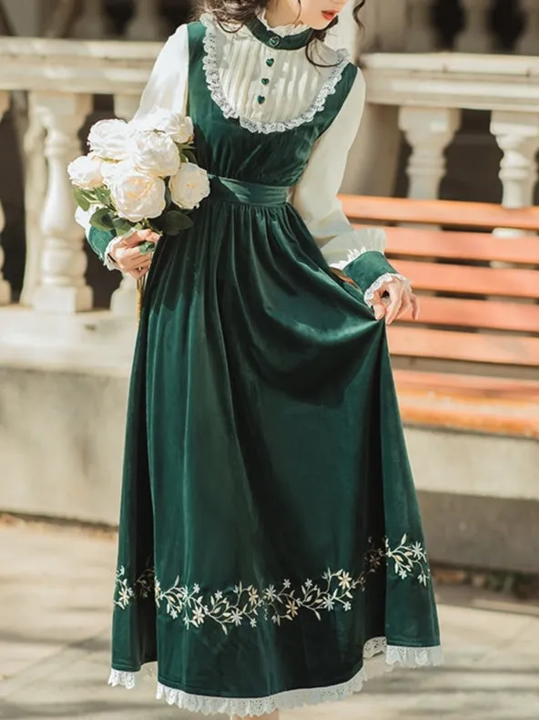 Victorian Style Emerald Velvet Dress