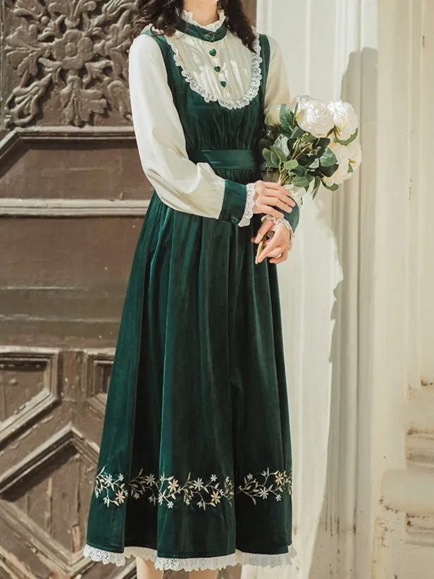 Victorian Style Emerald Velvet Dress