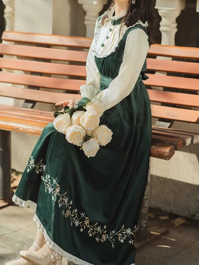 Victorian Style Emerald Velvet Dress