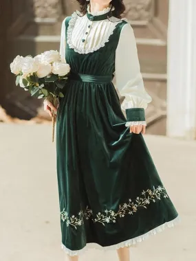 Victorian Style Emerald Velvet Dress