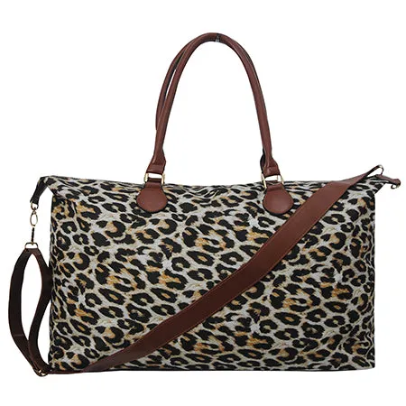 Wild Leopard Faux Fur Weekender Bag